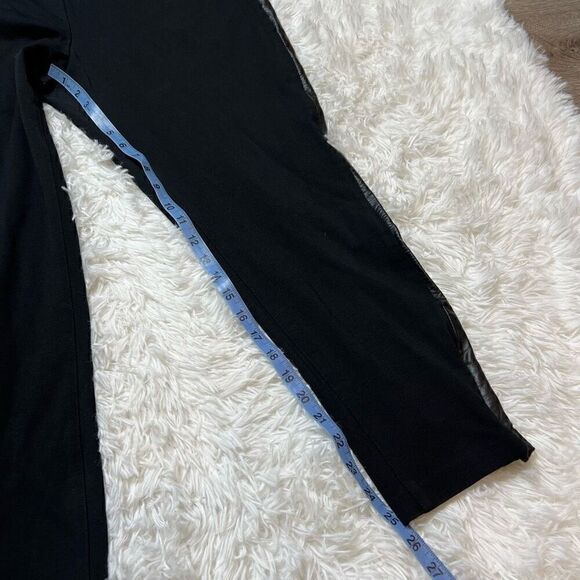 IMNYC Isaac Mizrahi Leggings Pants Size Large Black Leather Panel Crop Ankle Zip - Picture 6 of 7